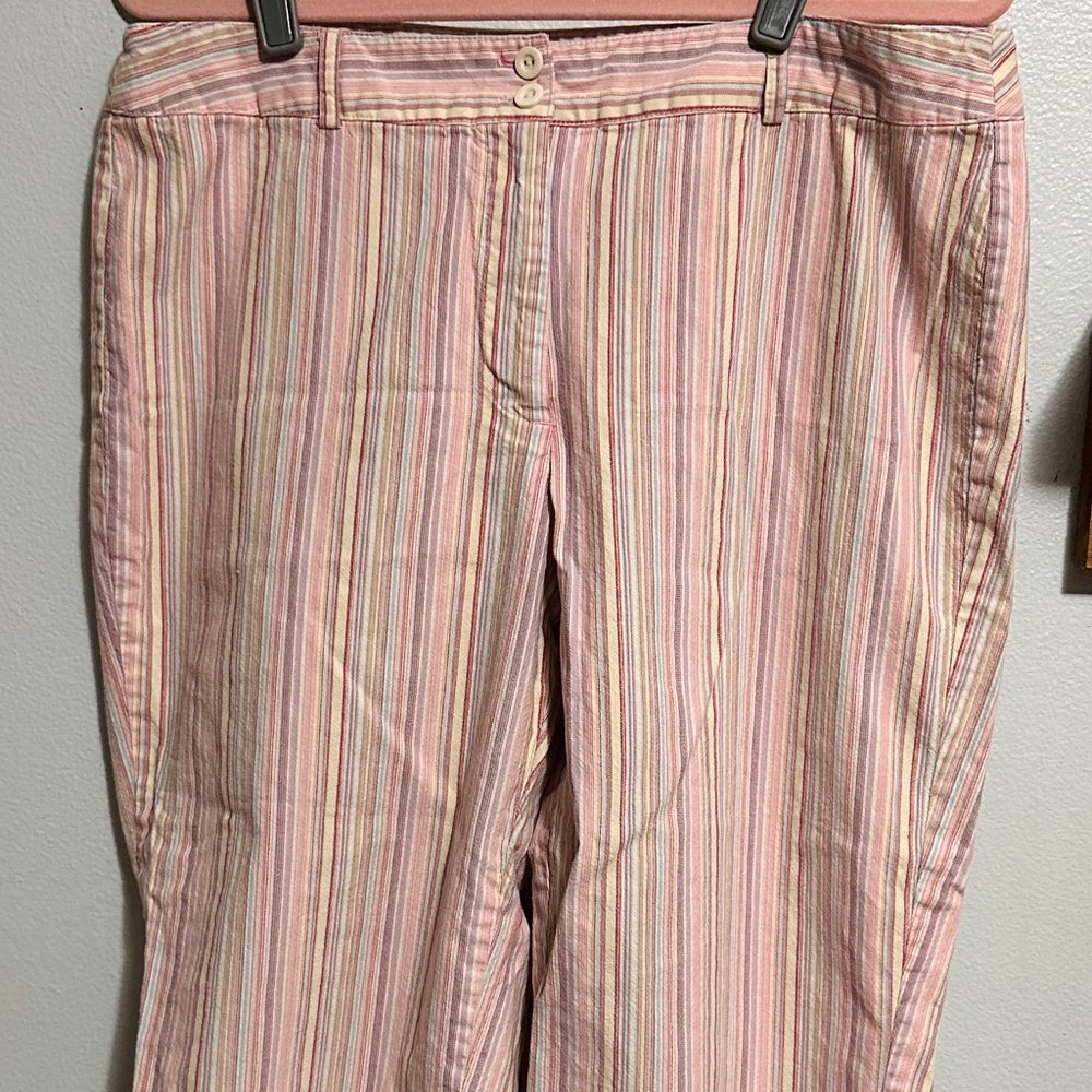 Envision Avenue Women's Capri Striped Pants Size 16 Pink, Blue, Tan Shades